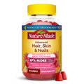 Nature Made Advanced Hair Skin and Nails Gummies, 80 Gummies | Dietary Supplement with Biotin, Pro Retinol A, Niacinamide, Vitamin C and Vitamin E, Strawberry Flavor, 40 Day Supply