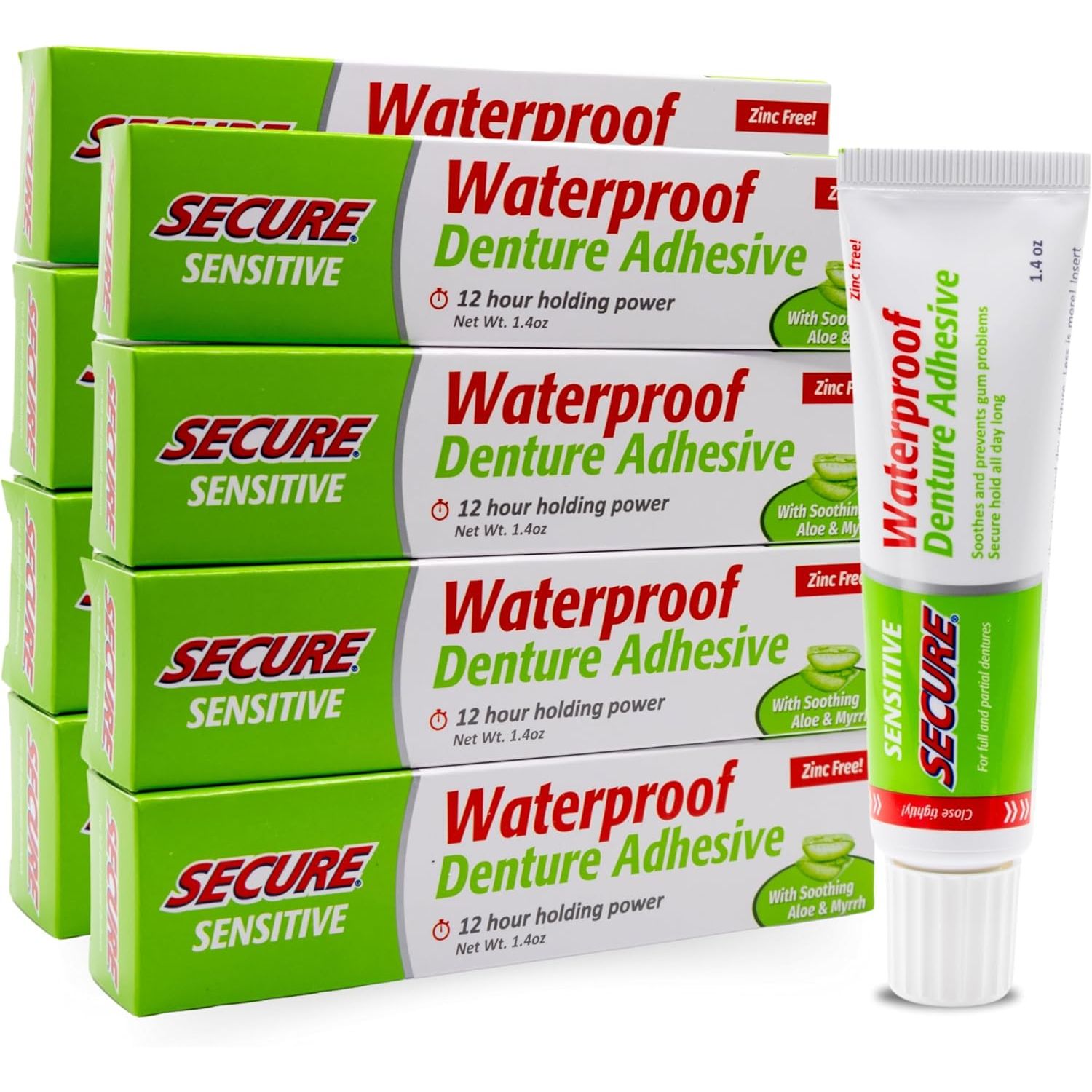 Buy now Secure Waterproof Denture Adhesive - Zinc Free - Extra Strong Hold For Upper, Lower or Partials - 1.4 oz Sensitive 8 at indiglob india