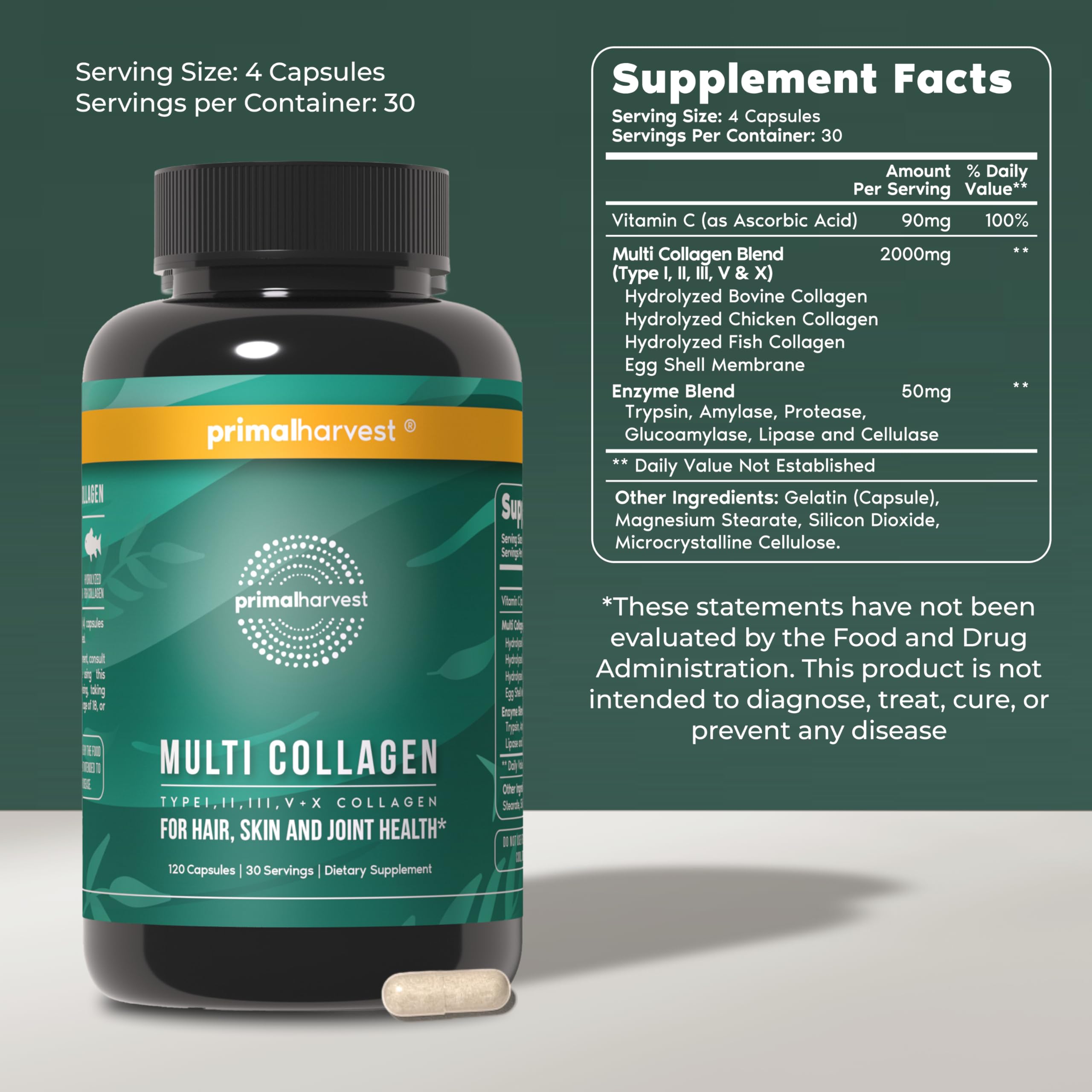 Primal Harvest Multi Collagen - Daily Supplement, Dairy & Gluten Free