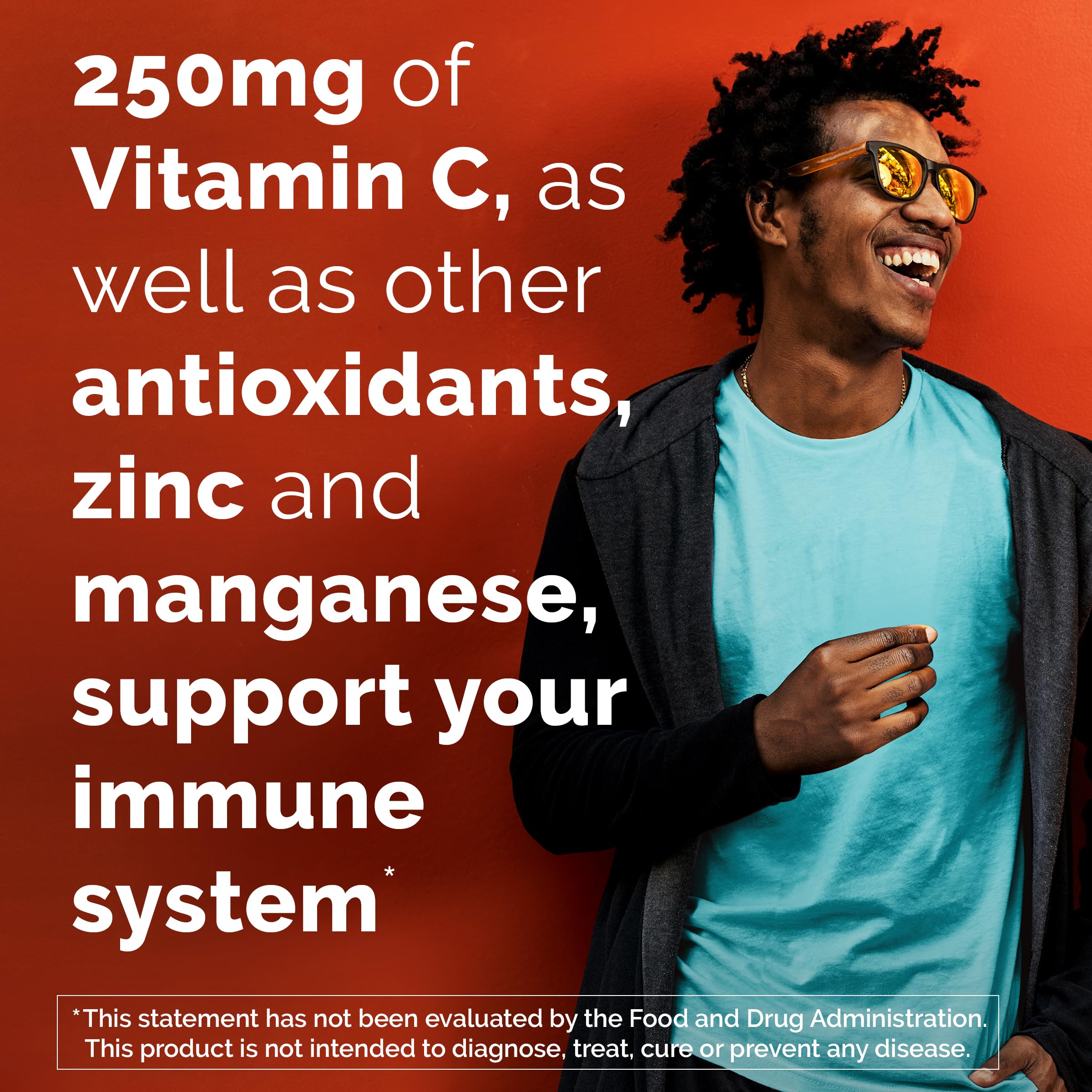 Emergen-C Vitamin C 250mg Gummies, Immune Support, Mixed Fruit, 36 Gummies | Zero Sugar, B Vitamins for Energy, Zinc and Manganese, Naturally Flavored, Allulose Sweetened