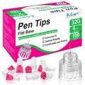 Flat Base Pen Tips 32G x 4mm Pen Tip Comfortable Wide Seat Design 100 Count
