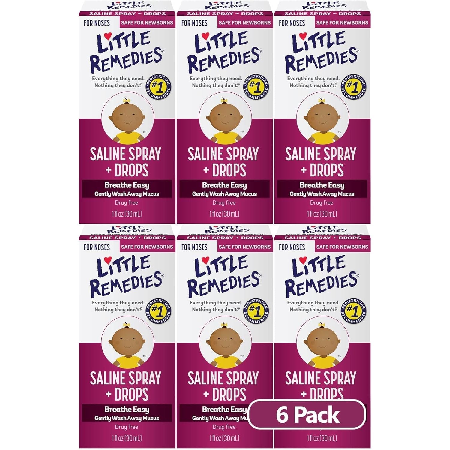 Buy now Little Remedies Saline Spray and Drops, Safe for Newborns, 0.5 fl oz 1 Fl Oz (Pack of 6) Saline Spray Drops at indiglob india