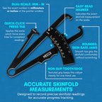 MEDca Body Fat Caliper and Measuring Tape for Body - Skinfold Calipers and Body Fat Tape Measure Tool for Accurately Measuring BMI Skin Fold Fitness and Weight-Loss, (Black)
