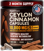 Ceylon Cinnamon Capsules 500mg, Vegan Cinnamon Supplements – 60 Caps