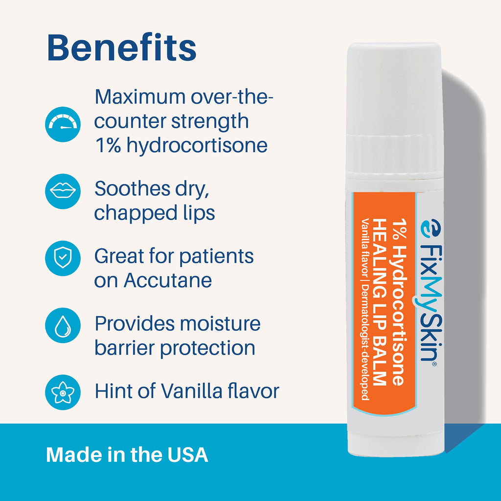 FixMySkin 1% Hydrocortisone Healing Lip Balm, Vanilla, 0.15 oz
