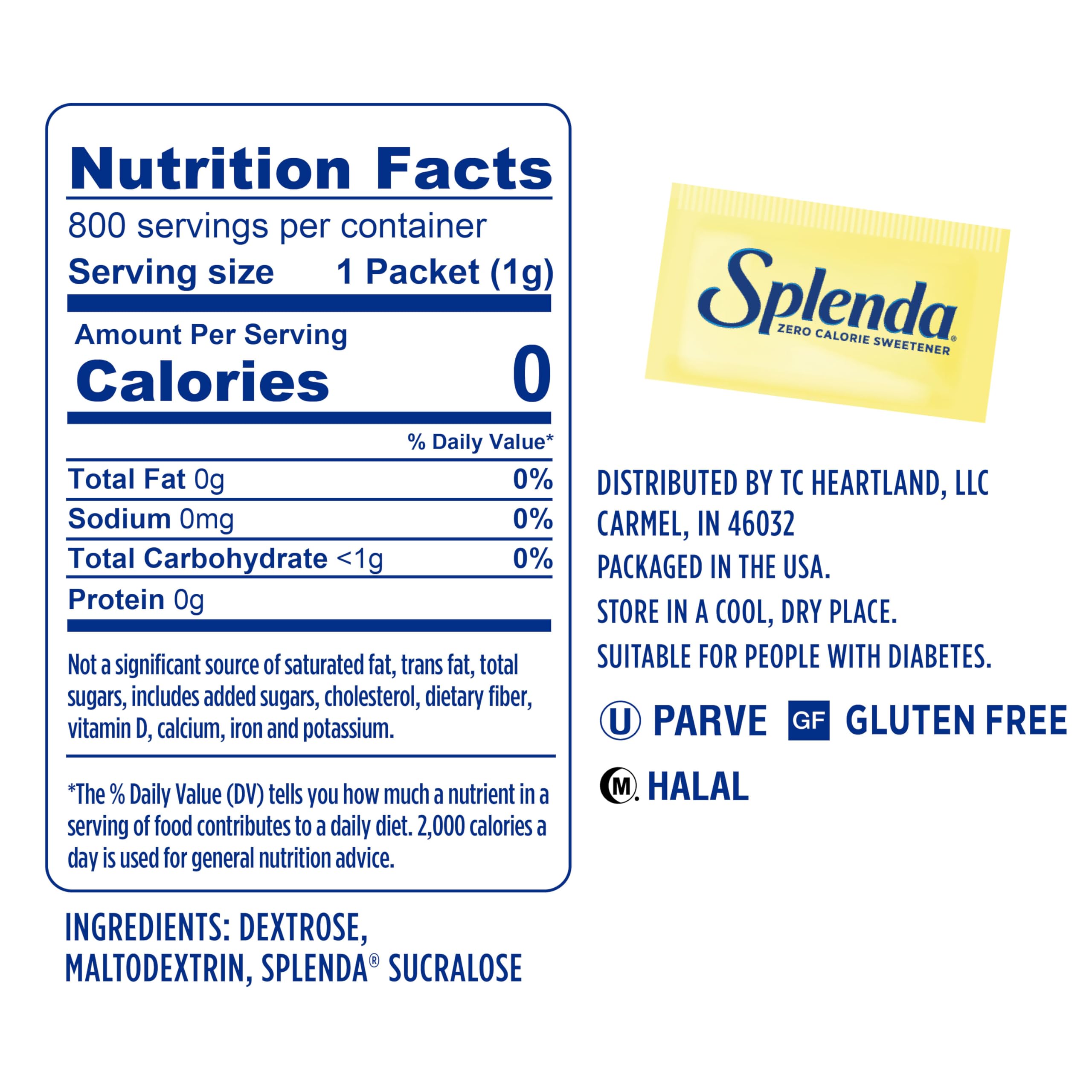 Buy now SPLENDA Zero Calorie Sweetener Value Pack, 800 Count Packets at indiglob india