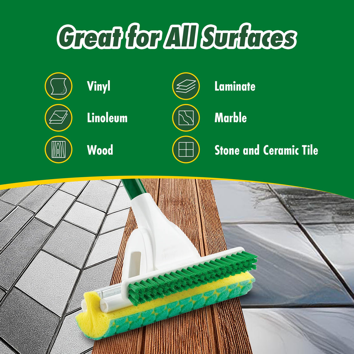 Libman Nitty Gritty Roller Mop Refills, Self Wringing, Sponge, 3 Replacement Heads Included