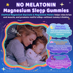 Kids Sleep Gummies, NO Melatonin Sleep Aid Gummies w/ Magnesium Glycinate, Magnesium Malate, L-Theanine, Lavender, B6, Zinc, D3K2 for Restful Sleep, Relax Brain & Muscle, Immune Support, Non-GMO 2Pack