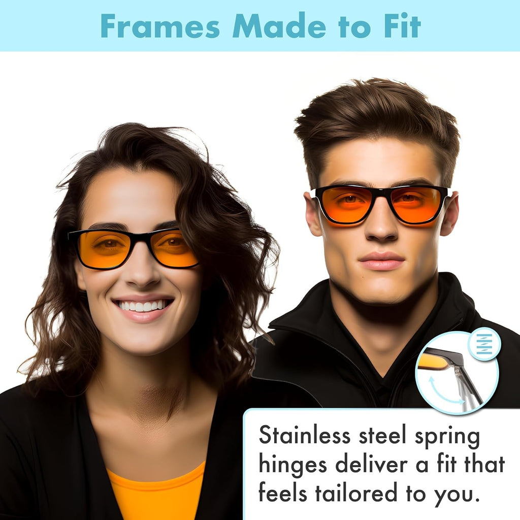 Buy now Orange Blue Light Blocking Glasses for Better Sleep - 99.5% Premium Acetate Orange Computer Migraine Glasses for Women & Men - Amber Gaming Glasses - Blue Light Blockers Gamer Glasses for Eye Strain at indiglob india