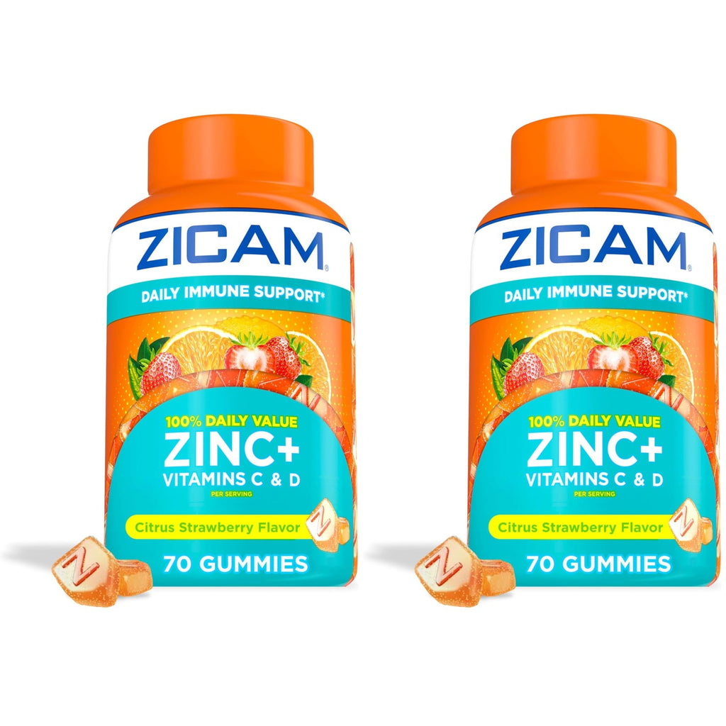 Zicam Daily Immune Support Gummy Supplement, Citrus Strawberry, 70 Count | Antioxidant Support, Easy-to-Take Gummies, Zinc, Vitamin C, Vitamin D