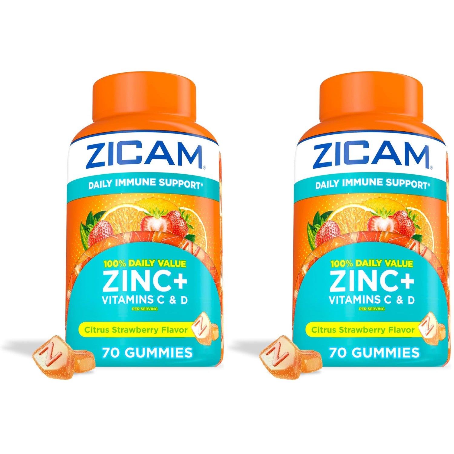 Zicam Daily Immune Support Gummy Supplement, Citrus Strawberry, 70 Count | Antioxidant Support, Easy-to-Take Gummies, Zinc, Vitamin C, Vitamin D