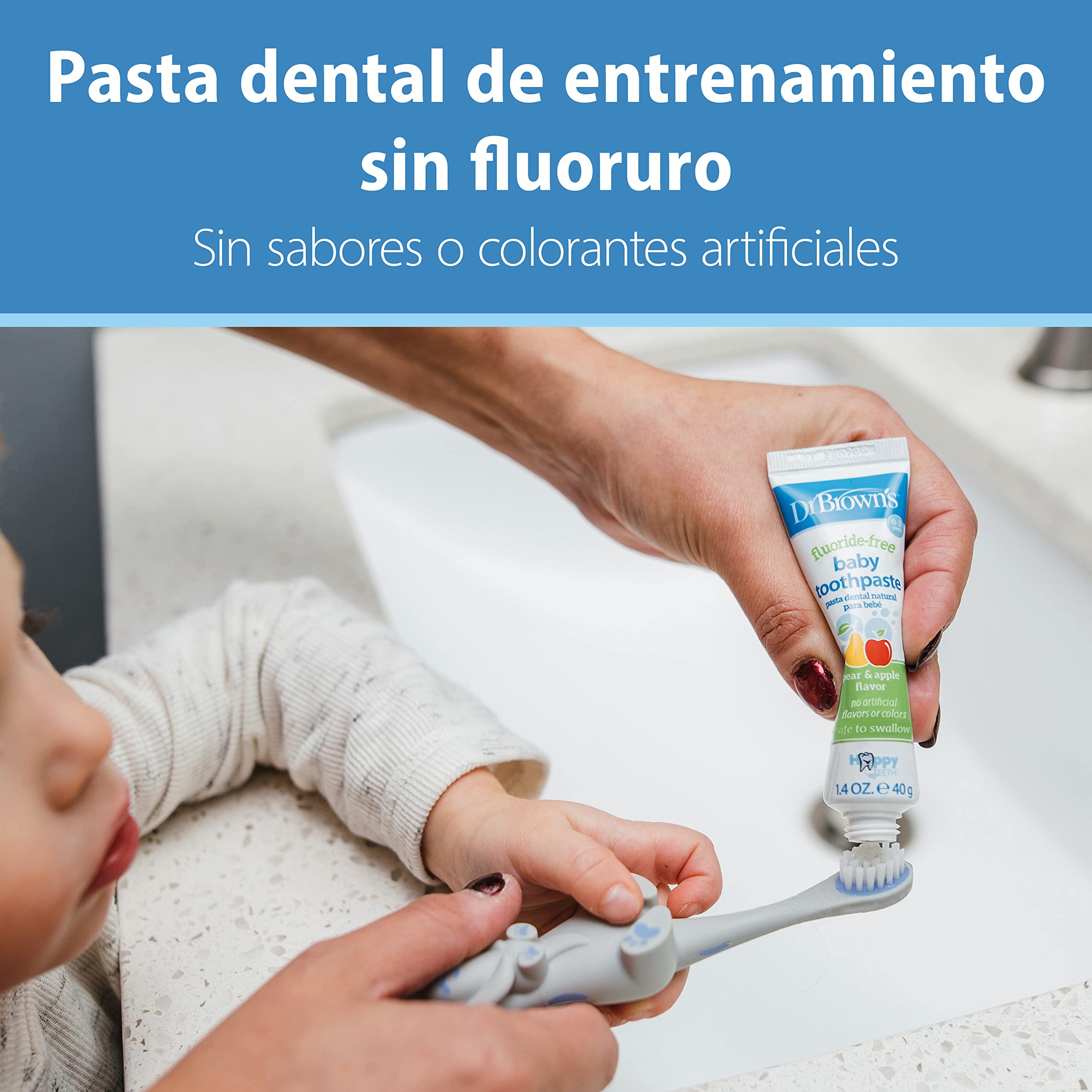 Buy now Dr. Brown's Fluoride-Free Baby Toothpaste, Safe to Swallow, Apple Pear, 1-Pack, 1.4oz/40g, 0-3 Years at indiglob india
