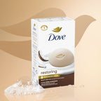 Dove Beauty Bar Soap Restoring Coconut & Cocoa Butter 6 Count 3.75 oz | For Restored Skin, Nourishes Skin