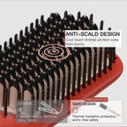 MEGAWISE Hair Straightener Brush Pro, Fast Heating Ceramic Ionic Brush for Smooth Frizz-Free Hair, Safe Anti-Scald Design, Dual Voltage Travel Use (Tomato Red)