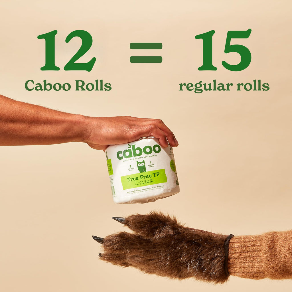 Caboo Tree Free Toilet Paper, Unbleached, Plastic Free, 12 Rolls