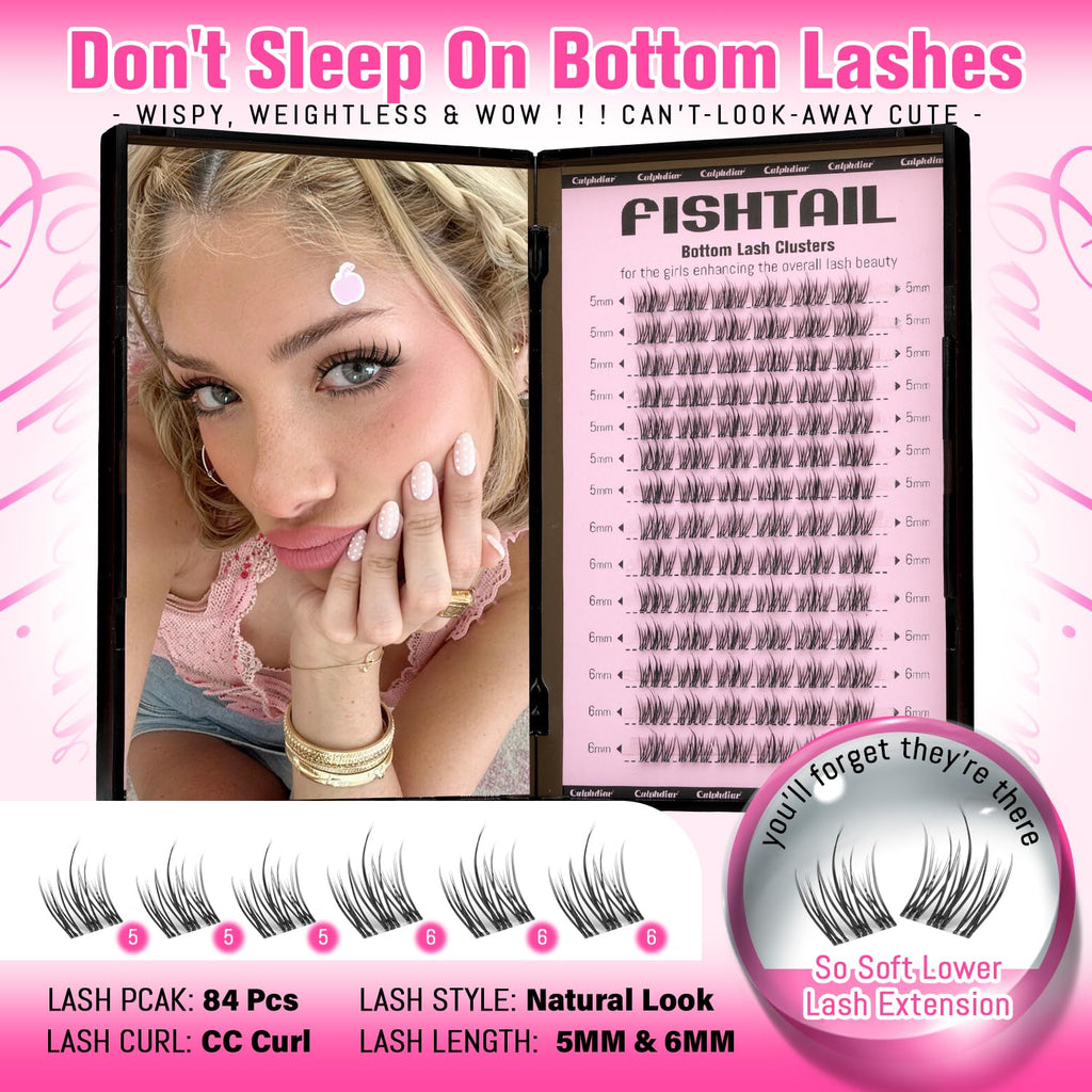 Enhance your eyes with Calphdiar Bottom Lash Clusters for a wispy, natural look. Verified by CuratCart for quality assurance.