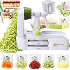 Buy now Brieftons 7-Blade Vegetable Spiralizer: Strongest-Heaviest Spiral Slicer, Best Veggie Pasta Spaghetti Maker for Low Carb/Paleo/Gluten-Free Meals, With Container, Lid, Blade Caddy & 4 Recipe Ebooks White ( 7 Blades ) at indiglob india