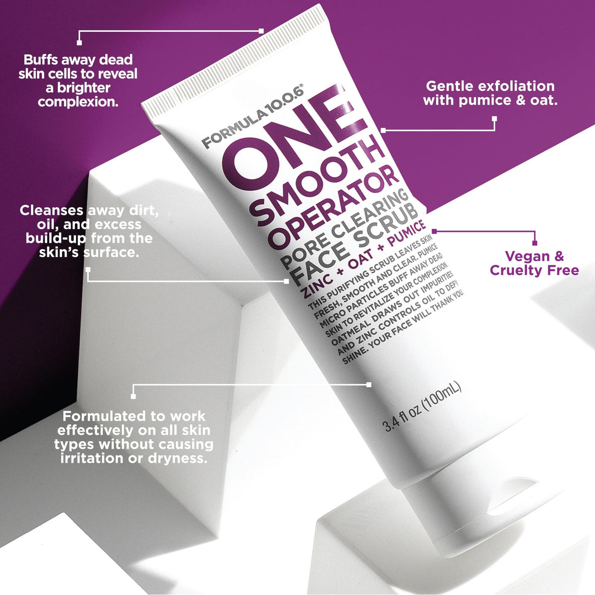 Formula 10.0.6 One Smooth Operator (3.4 Fl. Oz.) Pore Clearing Face Scrub that Leaves Skin Fresh, Smooth & Clear -Vegan, Paraben-Free & Cruelty-Free