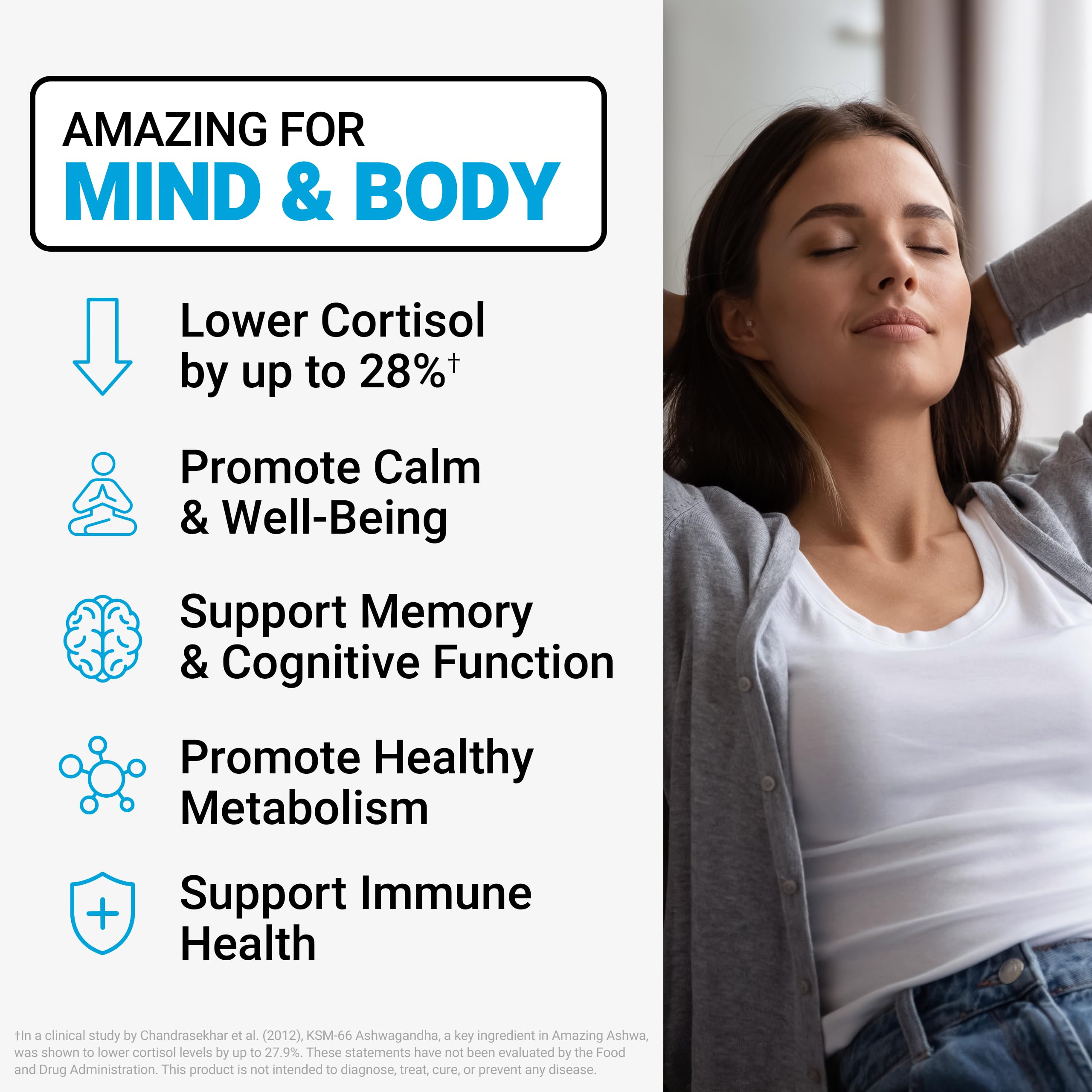 Force Factor Amazing Ashwa, Ashwagandha Supplement for Stress Relief | Memory, Focus, and Immune Support Health with KSM-66 Ashwagandha for Stress, 60 Soft Chews