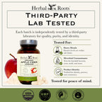 Herbal Roots Organic Apple Cider Vinegar Capsules with Mother - Pure Extra Strength - 60 Vegan Capsules