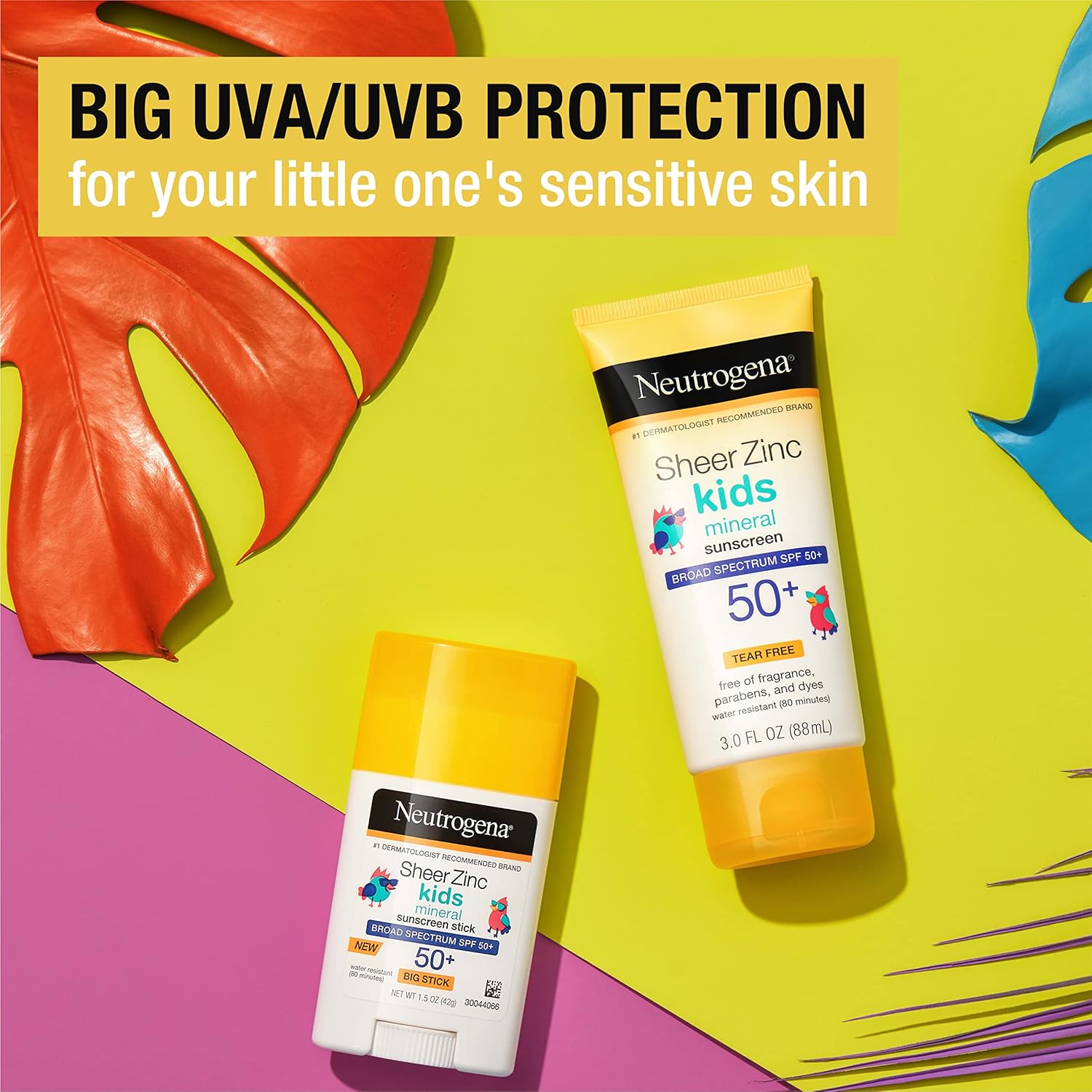 Buy now Neutrogena Sheer Zinc Oxide Kids Mineral Sunscreen Stick, Broad Spectrum SPF 50+ & UVA/UVB Protection & Water Resistant with Residue-Free, No-Mess Application, Oil- & Paraben-Free, 1.5 oz at indiglob india