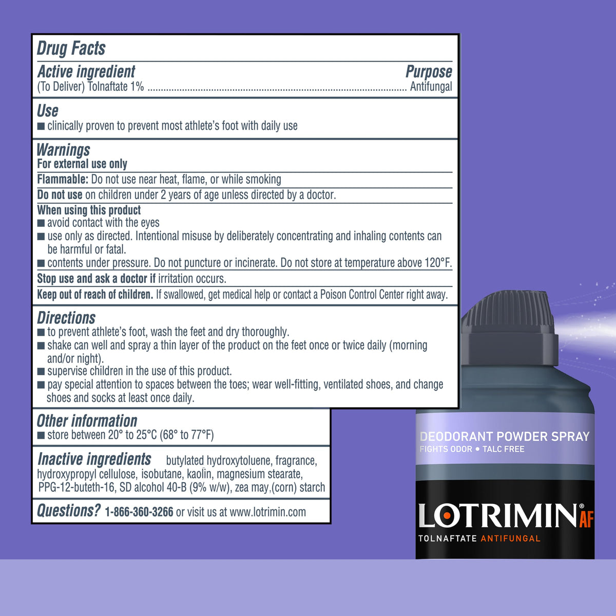 Lotrimin AF Athlete's Foot Daily Prevention Deodorant Powder Spray, 4.6 Ounce