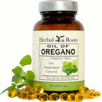 Herbal Roots Oil of Oregano Softgels - 65% Carvacrol - Extra Strength Immune and Gut Health Support - 90 Easy to Swallow Capsules