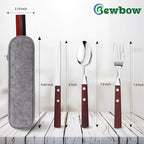 PREMIUM Stainless Steel Travel Utensils Set with Case, 3pc Full Size Fork