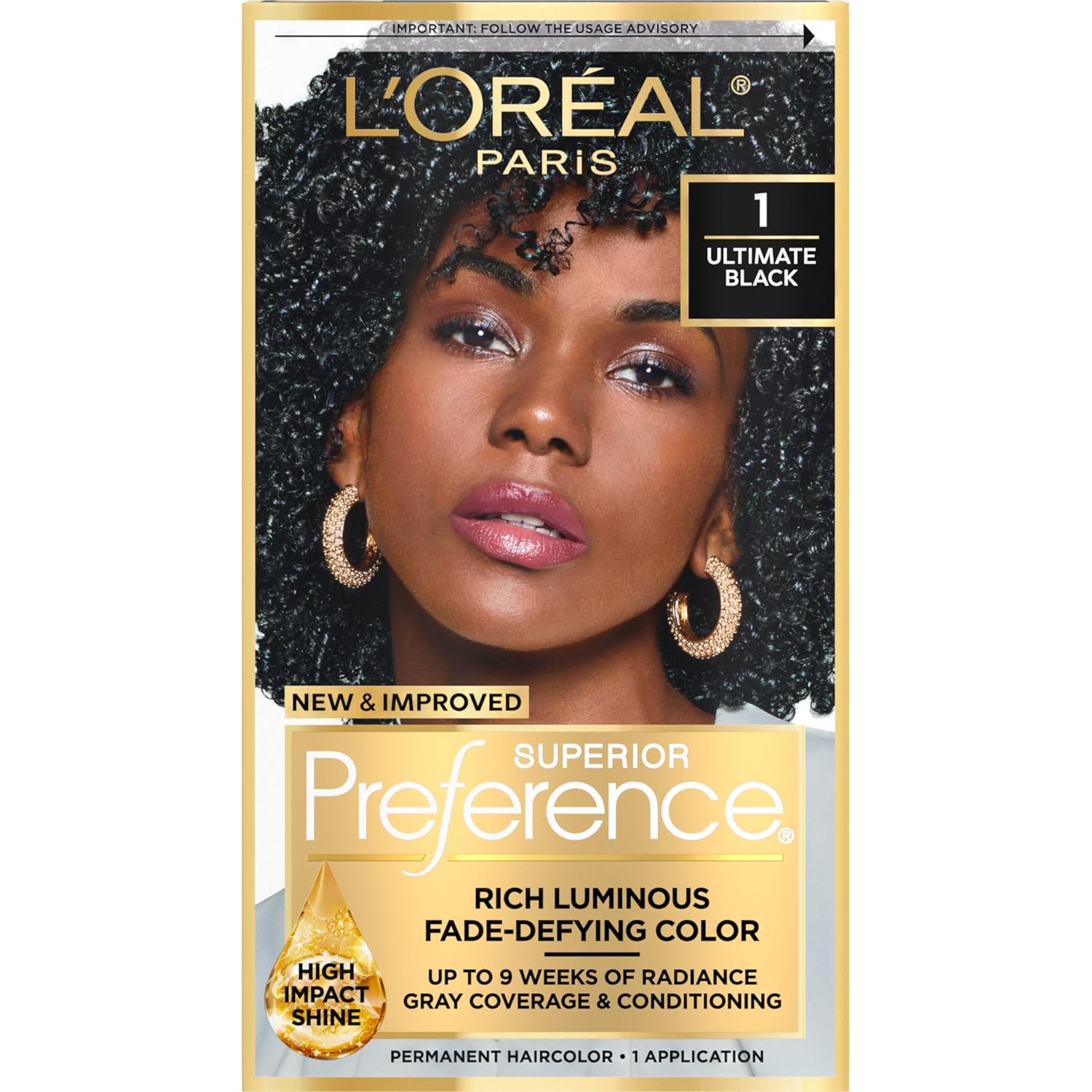 Buy now L'Oreal Paris Superior Preference Luminous Fade-Defying Permanent Hair Color, Hair Dye For Up to 9 Weeks of Radiance, Light Ash Blonde 9A, 1 Hair Dye Kit 1 Ultimate Black 1 Count (Pack of 1) at indiglob india