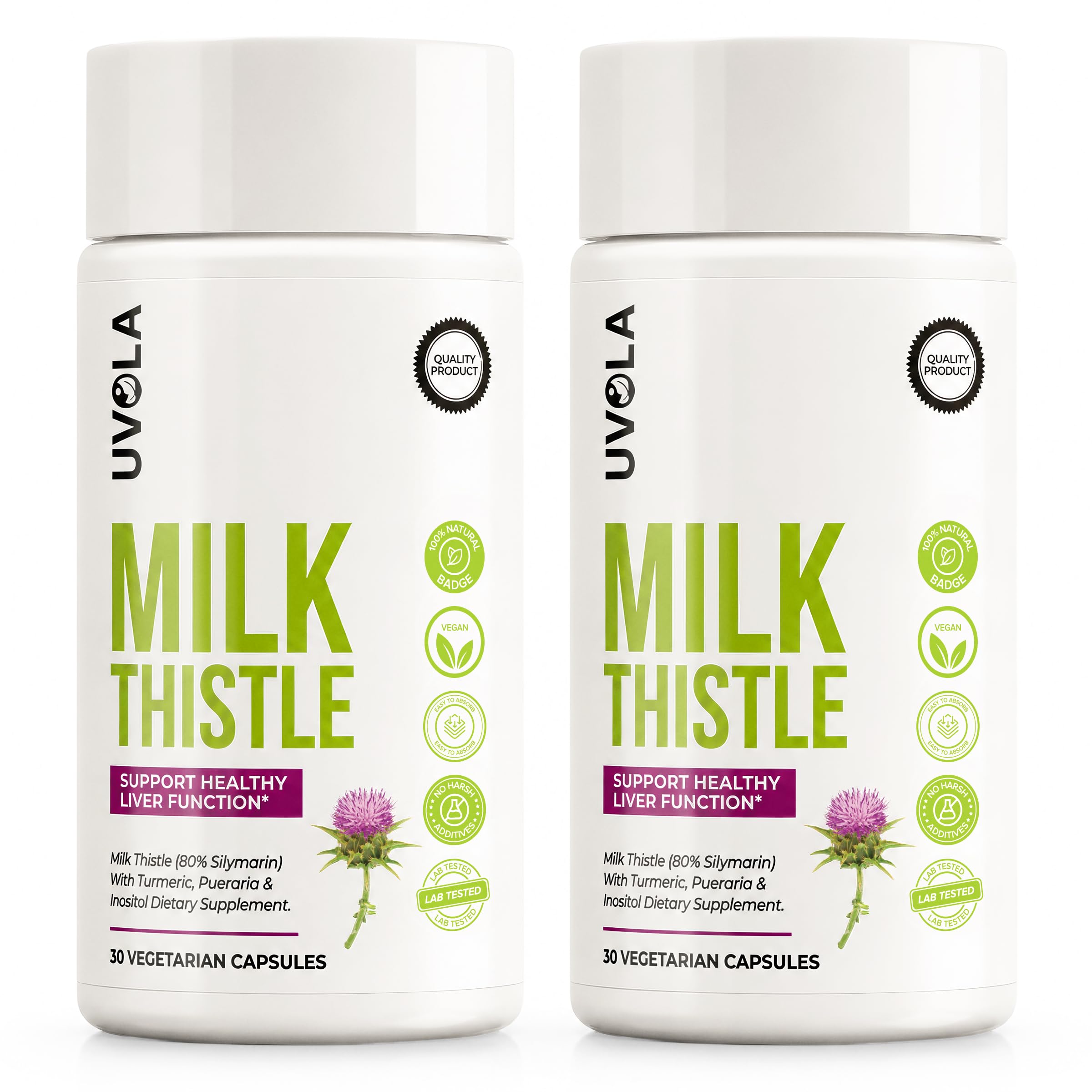 Uvola Milk Thistle Liver Detox - 100% Natural Vegan Support - 60 Capsules | Official Brand, Silymarin, 8 In 1 Blend, Non-GMO, Gluten-Free, Soy-Free, Antioxidant Support, Health Detox