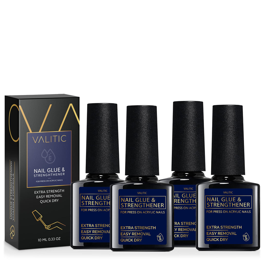 Valitic Strong Nail Glue and Strengthener - Quick Dry Brush On Gel for Long Lasting Nails - Adhesive Bond for False Nails - Strengthener for Nail Tips - 1 Pack