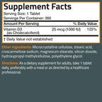 Bronson Vitamin D3 1000 IU (25mcg) Low Dose Vitamin D, 360 Tablets