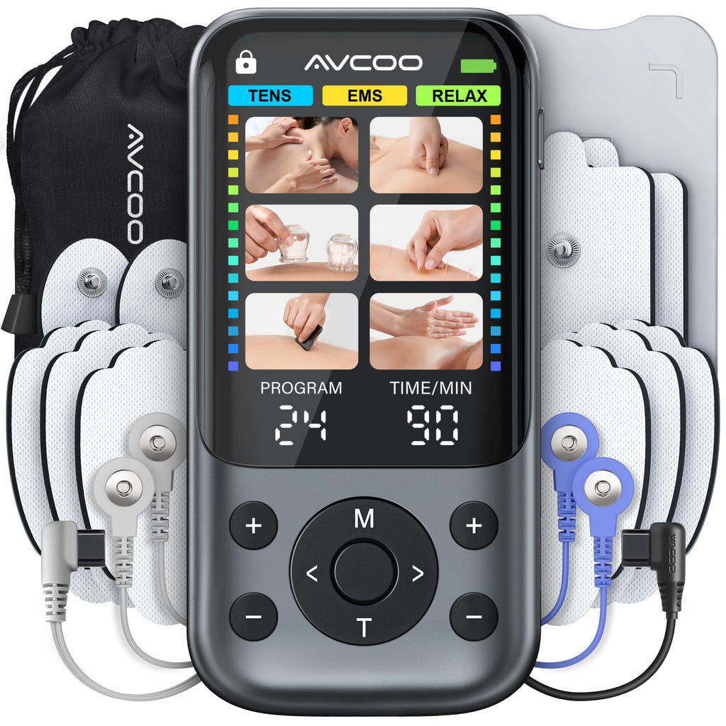AVCOO Color Screen 24 Modes TENS Unit Muscle Stimulator for Pain Relief