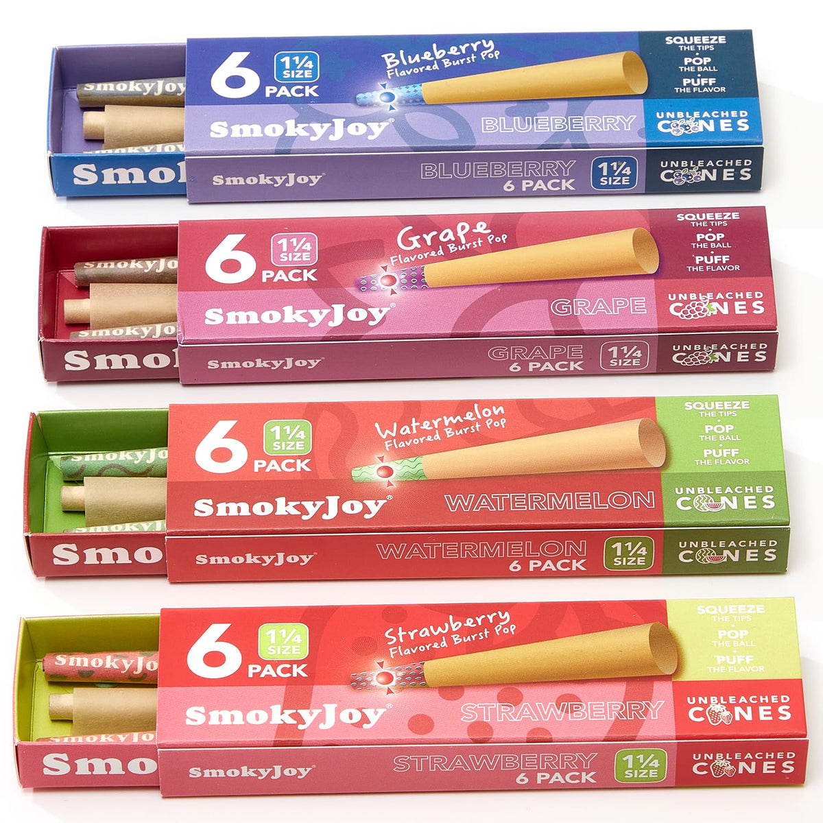 Flavored Cones Rolling Papers, 1 1/4 Size Pop Cones, 24 Pack