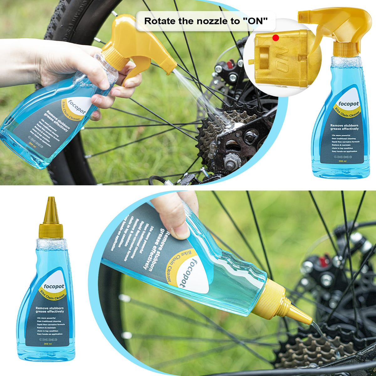 focopot Bike Cleaning Kit with Bike Chain Degreaser,Scrubber,Lube