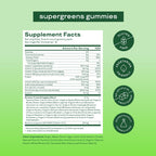 Bloom Nutrition Super Greens Gummies, Strawberry Kiwi, 12 Servings | Daily Superfood Fiber Gummies with Fruits, Vegetables, Vitamins & Minerals for Digestive & Gut Health, Bloating Support