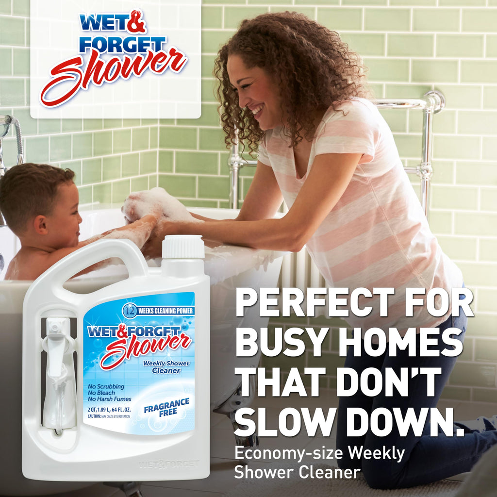 Wet & Forget Shower Cleaner Spray, No Scrub, Fragrance Free, 64 Fl Oz