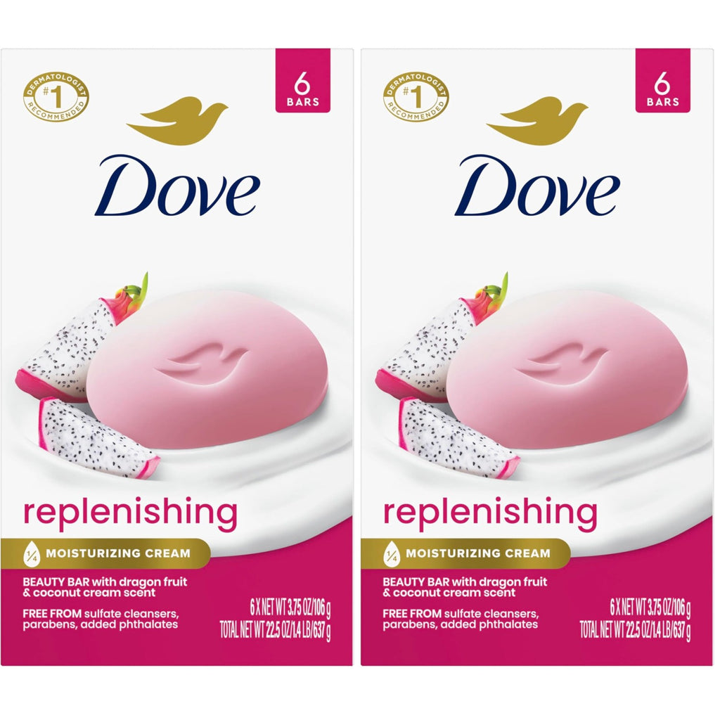 Dove Beauty Bar Soap , Glacial Water & Avocado Oil, I 6 Count 3.75 oz | Hydrating beauty bar with glacial water and avocado oil for refreshed, soft and healthy-looking skin
