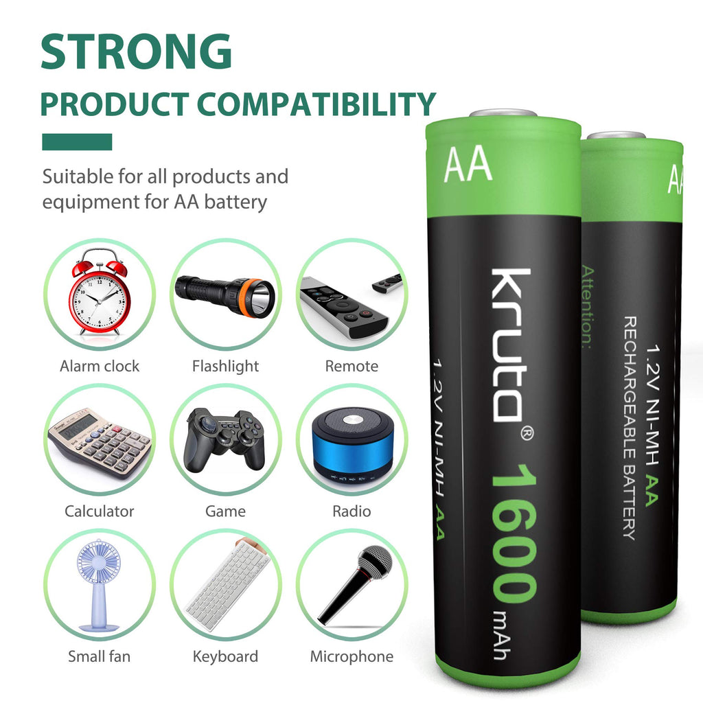 Rechargeable AA Battery Solar Batteries AA for Solar Lights 20 Pack