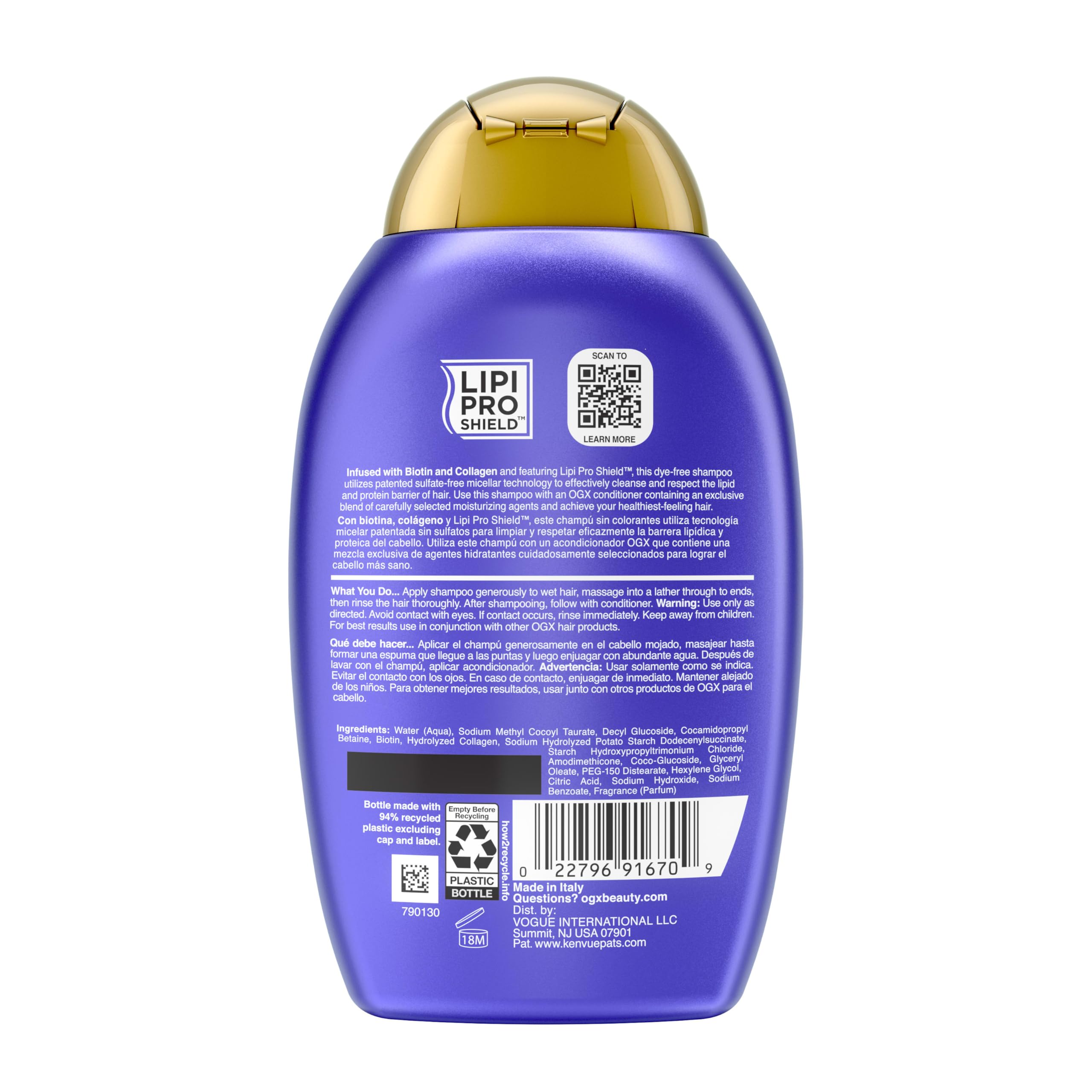 Buy now OGX Thick & Full + Biotin & Collagen Volumizing Shampoo, Nutrient-Infused Hair Shampoo with Vitamin B7 Biotin Gives Hair Volume & Body for 72+ Hours, Sulfate-Free Surfactants, 13 fl. oz at indiglob india