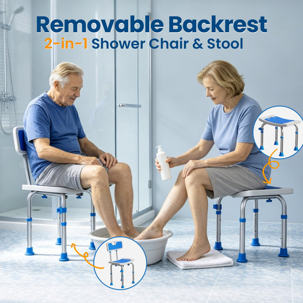 Shower Chair for Inside Shower, 400 lbs Adjustable Chair with Back
