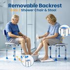Shower Chair for Inside Shower, 400 lbs Adjustable Chair with Back