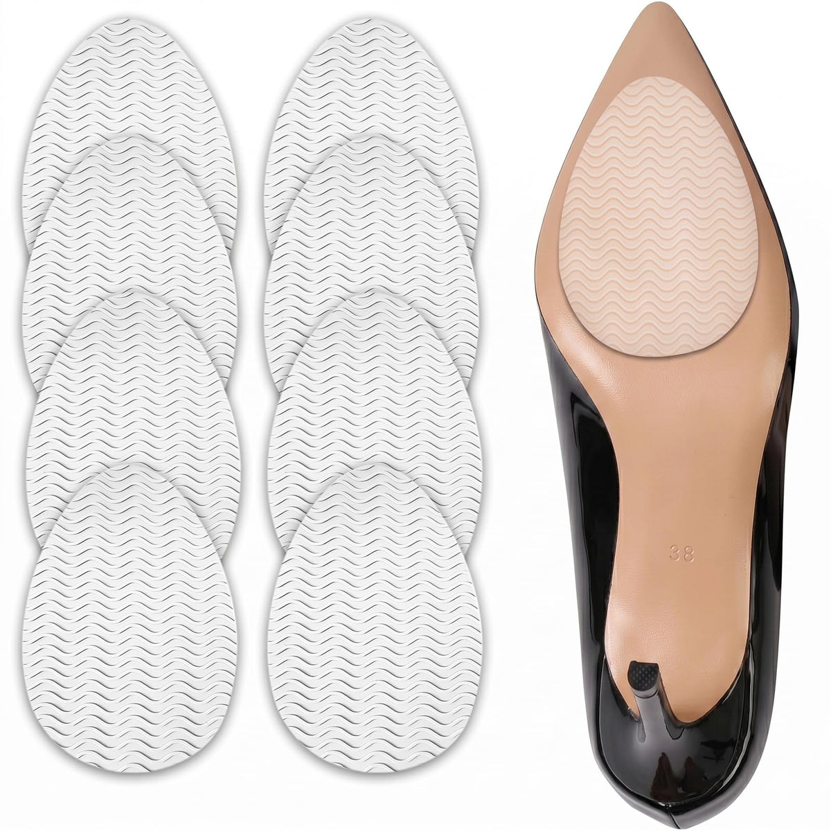 8Pcs Non Slip Shoe Pads, Invisible Shoe Sole Protector to Prevent Skid