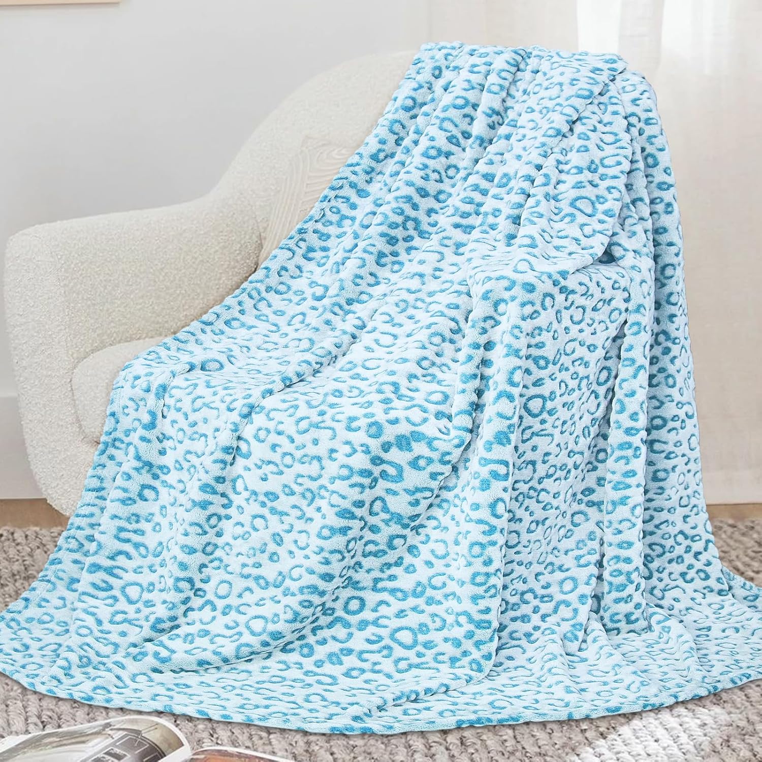 Buy now Fleece Cheetah Print Blanket Black Gray Small Kids Throw Blanket Lightweight Cozy Leopard Print Blanket Birthday Gifts for Teens Girls Boys Throw Size 50" x 60" (130 x 150 cm) Leopard Blue at indiglob india
