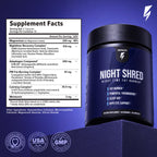 Night Shred Night Time Fat Burner & Natural Sleep Support, 30 Servings | Ashwagandha, 5-HTP, CLA & Melatonin; Appetite suppressant; Supports sleep & fat burning; 60 vegetarian capsules