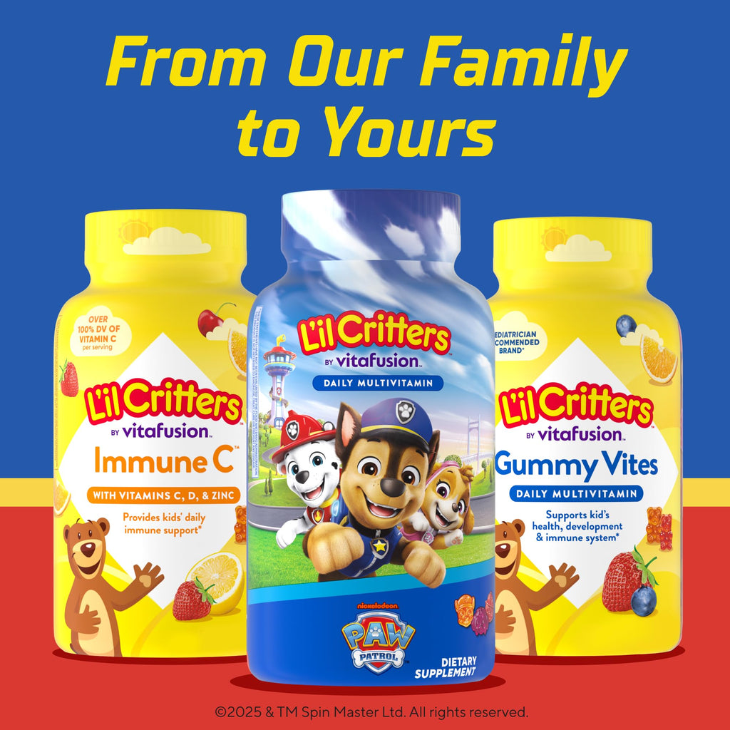 Lil Critters Nickelodeon Paw Patrol Kids Multivitamin Gummies | 60 Count | Gummy with Vitamin A B C D E | Fruit Flavors | 11 Essential Nutrients | Gluten and Dairy Free Children's Daily Supplement