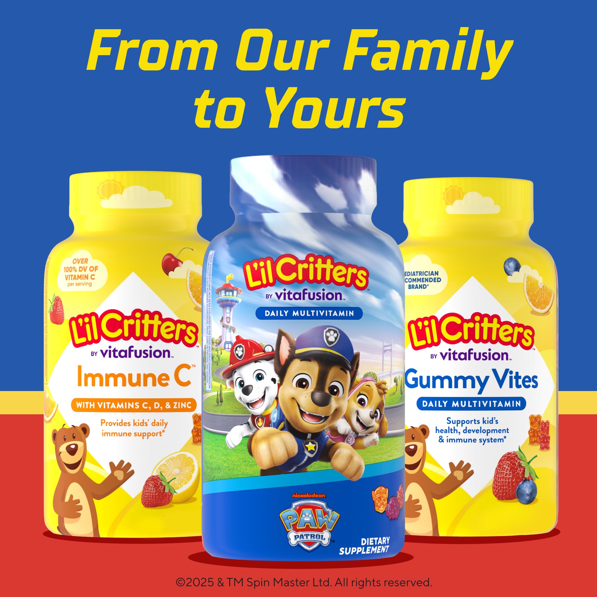Lil Critters Nickelodeon Paw Patrol Kids Multivitamin Gummies | 60 Count | Gummy with Vitamin A B C D E | Fruit Flavors | 11 Essential Nutrients | Gluten and Dairy Free Children's Daily Supplement