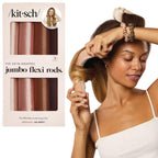 Kitsch Satin Flexi Rods Heatless Curling Rod - 6 pcs, Rosewood | Flexi Rod for Heatless Curl Overnight for Women, Comfortable Hair Curlers to Sleep In for Frizz-Free, No Heat Damage Styling