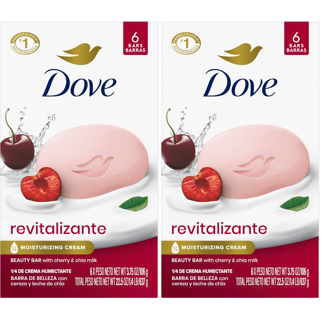 Dove Rebalancing Beauty Bar Soap 6 Count, White Peach & Rice Milk, 3.75 oz | Plant-based beauty bar with white peach and rice milk for soft, moisturized skin