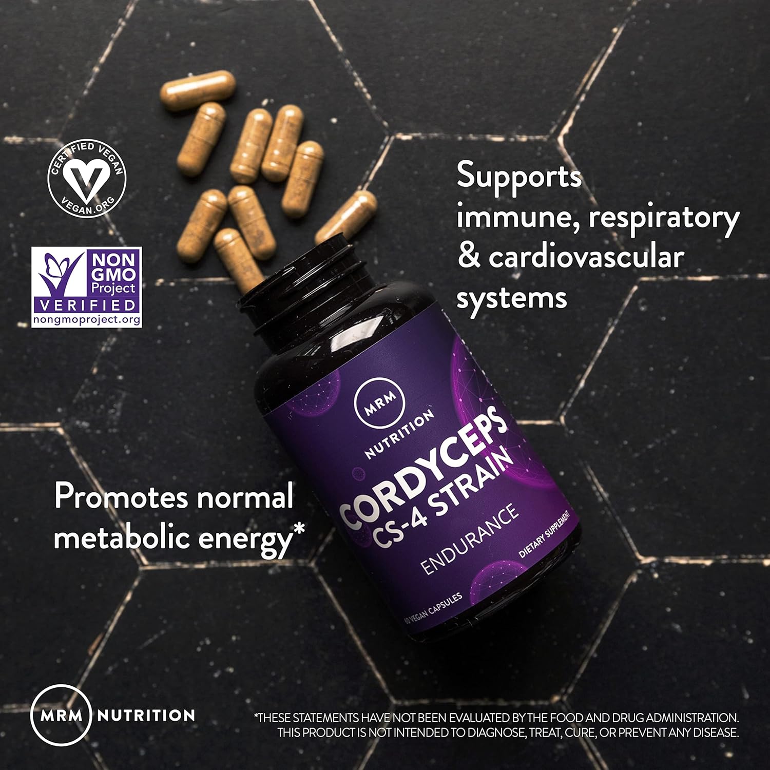 Buy now MRM Nutrition Cordyceps | CS-4 Strain | Endurance | Adaptogens | Mushrooms | Energy + Endurance | Vegan | 60 Servings at indiglob india